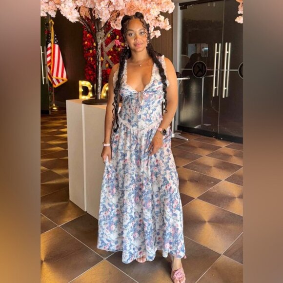 For Love & Lemons Audrey Floral Maxi Dress sz L - Picture 3 of 15